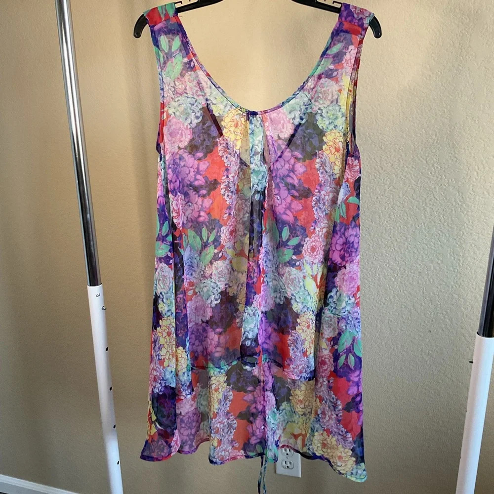 ASOS Womens Colorful Floral Sheer Top Size Small